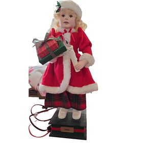 Vtg 1993 Holiday Creations Animated Light Up Girl With Candle Presents Works 24"